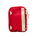 A red rectangular pouch with a vertical cream-colored strap featuring the brand name 'MY MEDIC' in gold lettering. The pouch has reinforced corners and a drawstring closure, shown against a plain white background.
